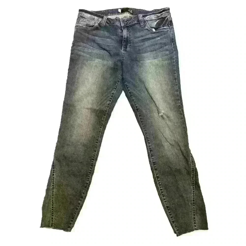 Kut From The Kloth‎ Jeans Women's Sz 12 Connie Ankle Skinny Distressed Raw Hem